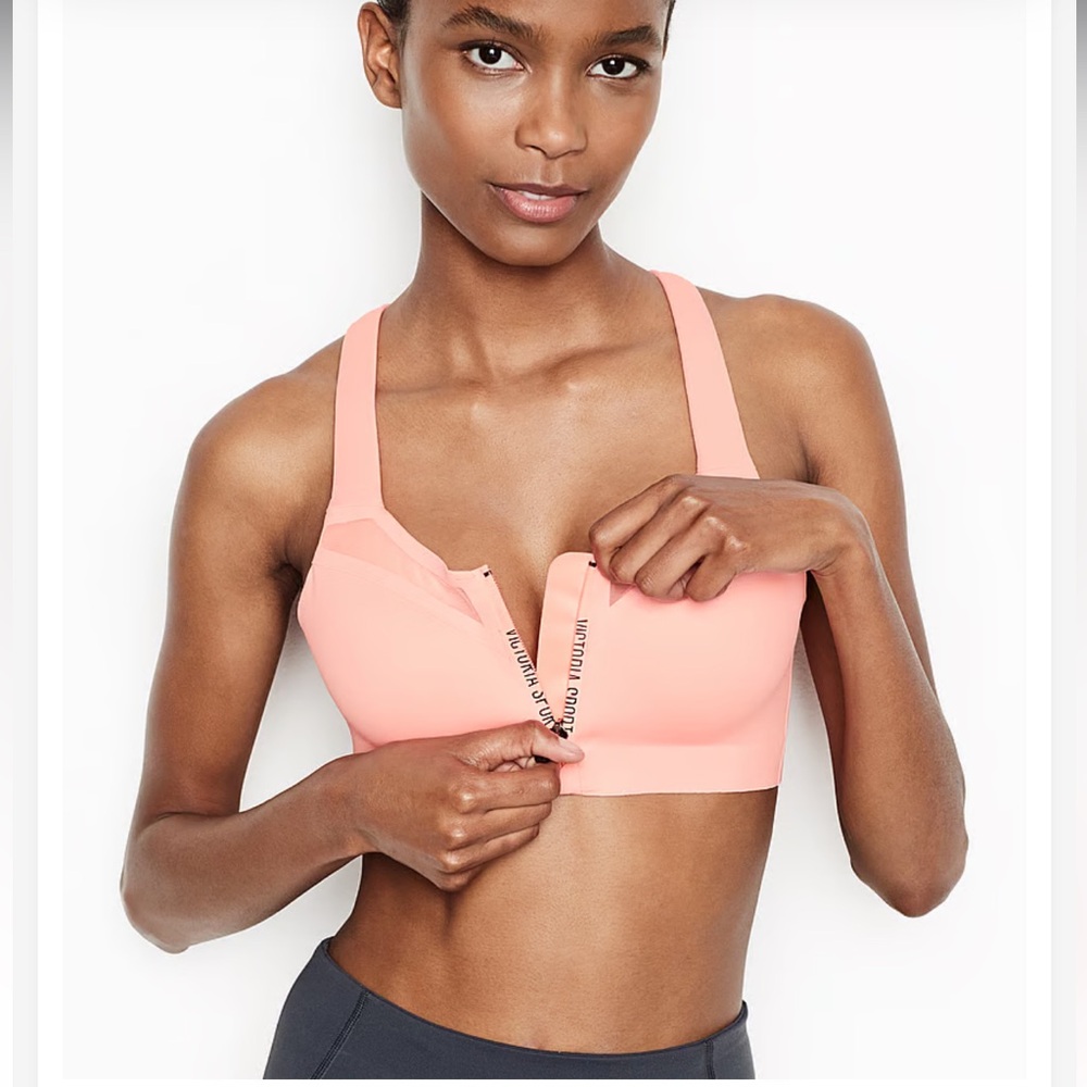 Victoria's Secret Peach Front-Zip Sports Bra